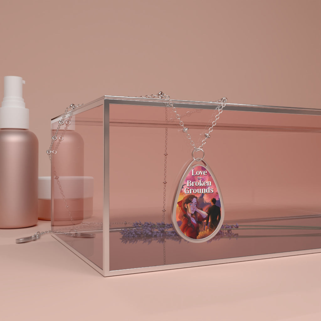 Love On Broken Grounds Silver Oval Necklace