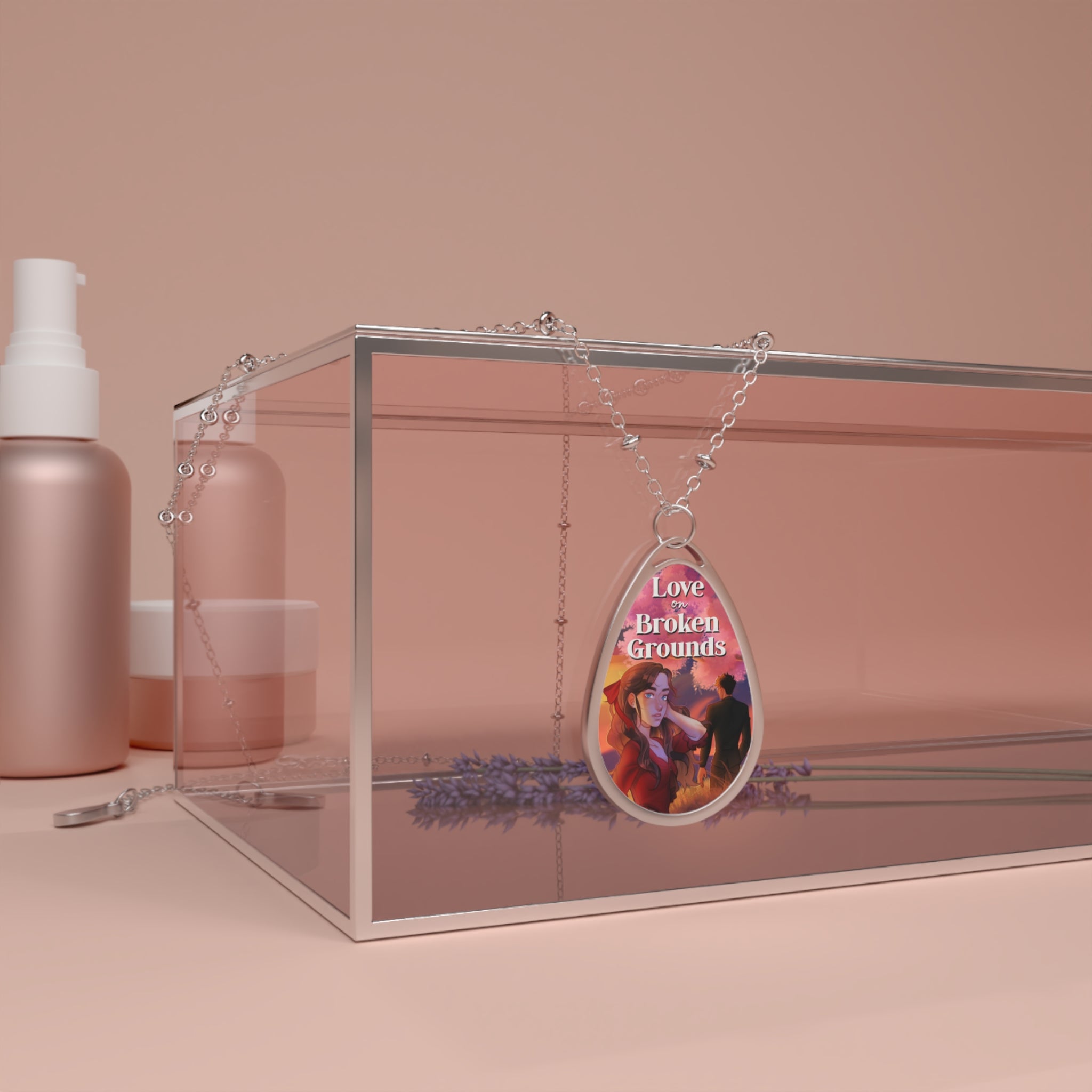 Love On Broken Grounds Silver Oval Necklace