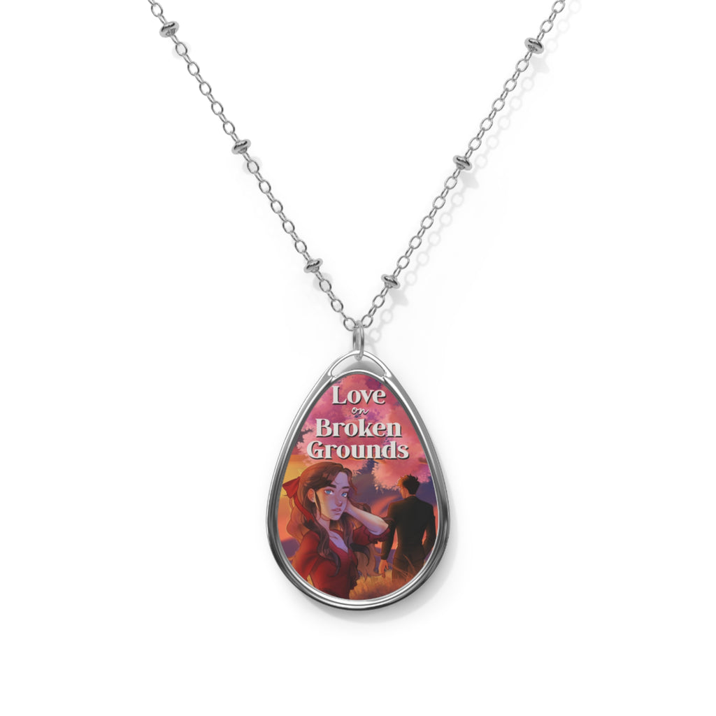 Love On Broken Grounds Silver Oval Necklace